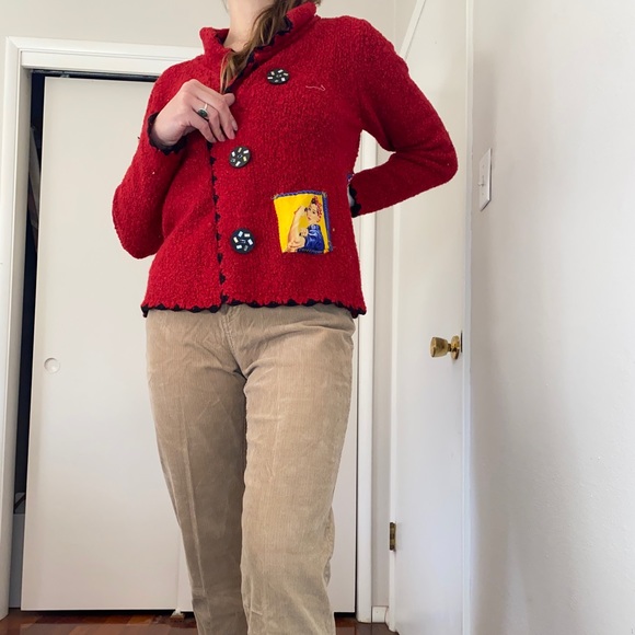 We Can Do It! Cardigan, upcycled, homemade - Picture 3 of 4